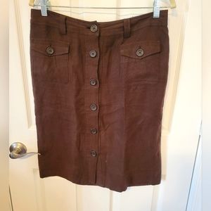 BANANA REPUBLIC Brown Linen Blend Knee-length Lined Skirt. Size 10